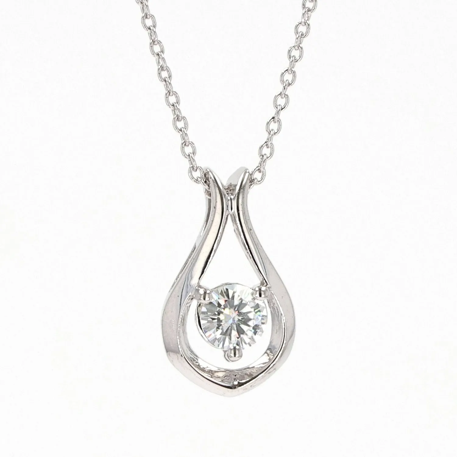 0.33 CTW DEW Round Moissanite Drop Pendant in Sterling Silver