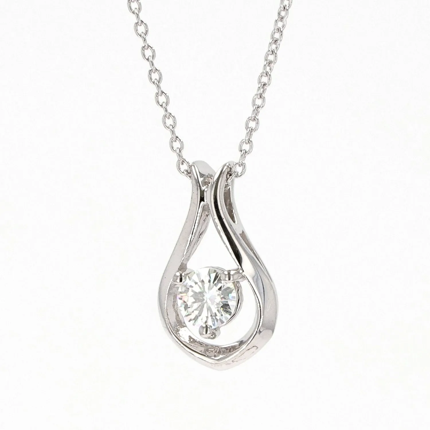 0.33 CTW DEW Round Moissanite Drop Pendant in Sterling Silver