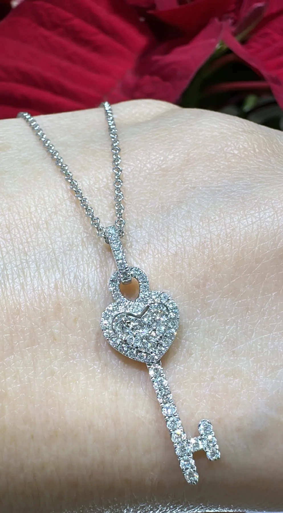 0.52ct tw Diamond Heart Key Pendant Necklace