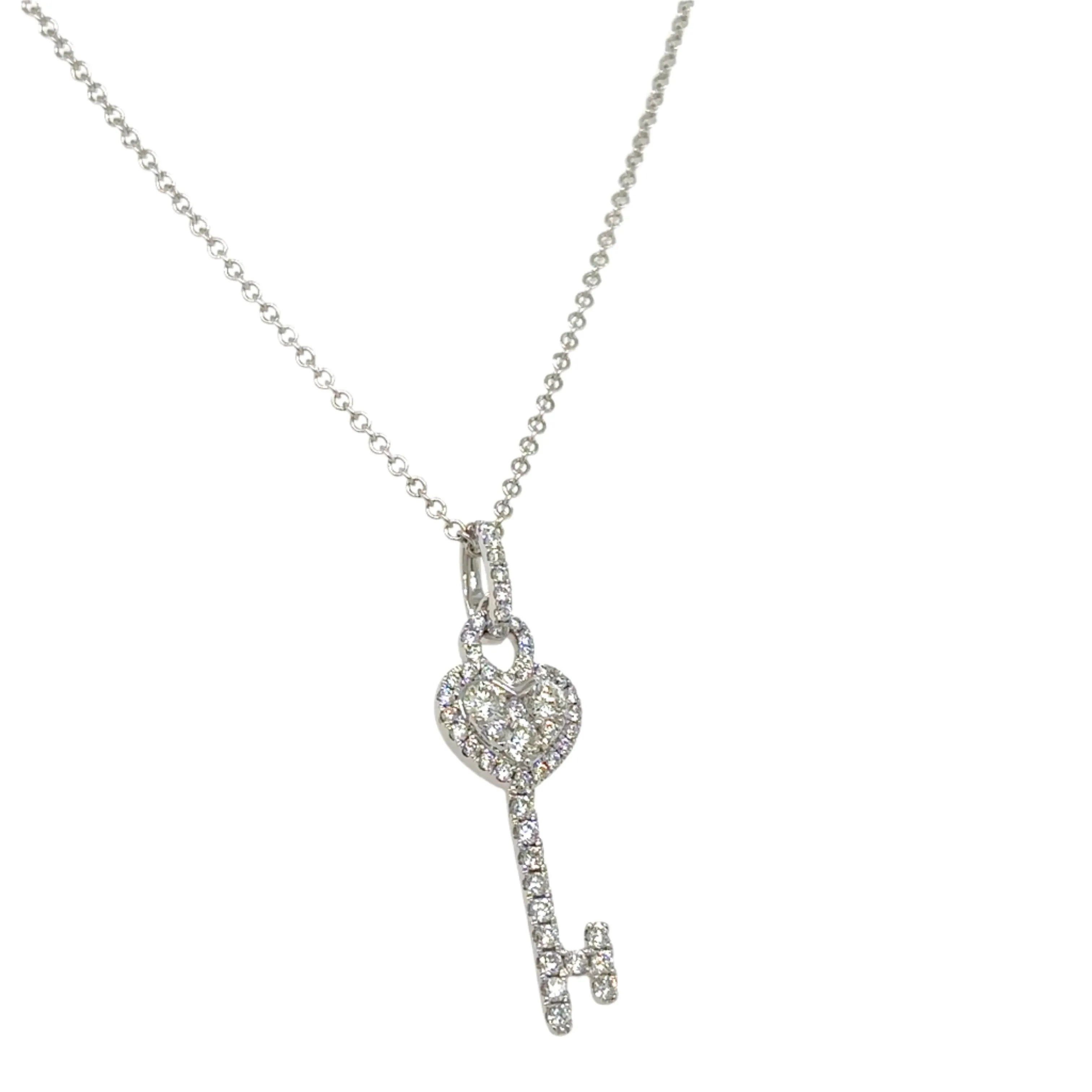 0.52ct tw Diamond Heart Key Pendant Necklace
