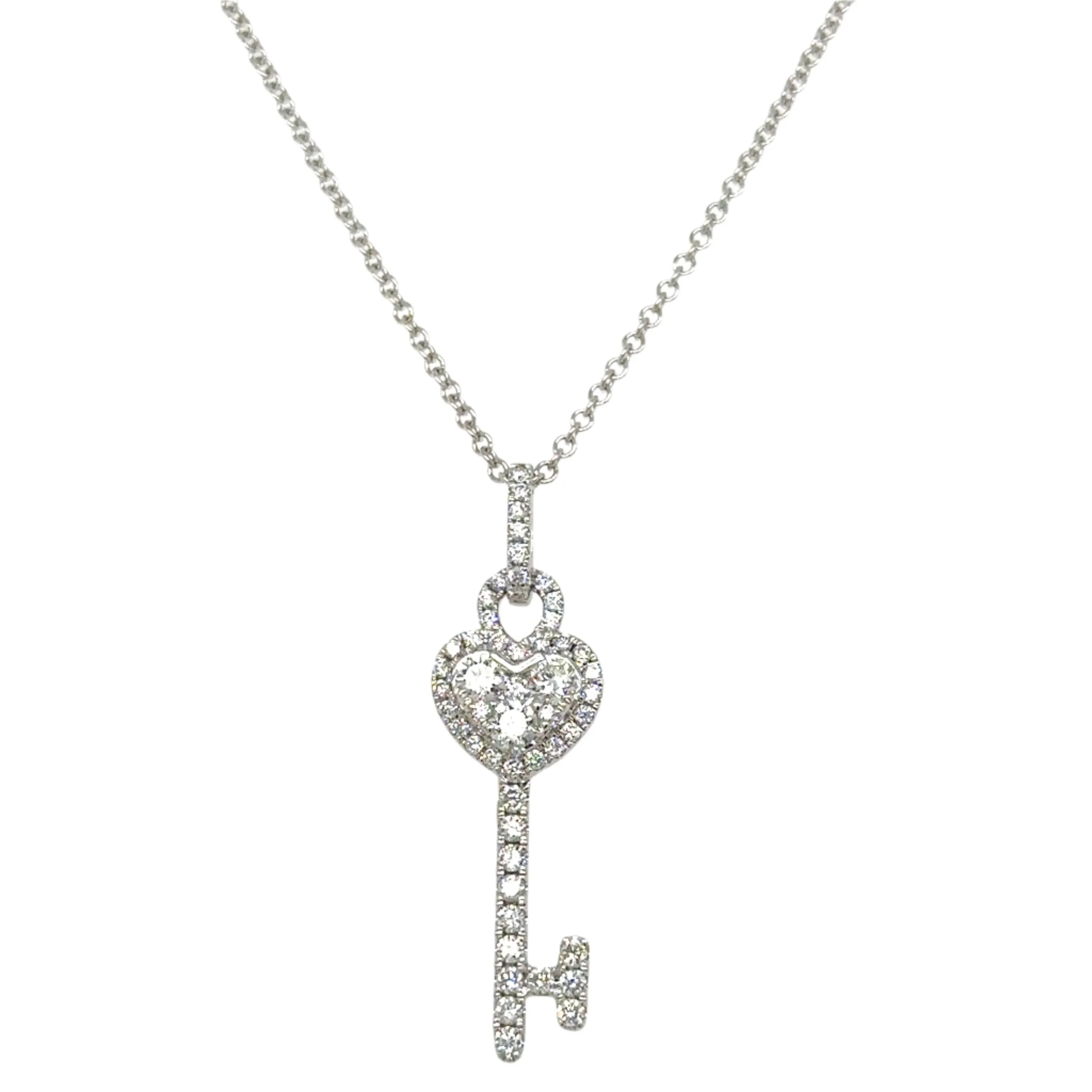 0.52ct tw Diamond Heart Key Pendant Necklace