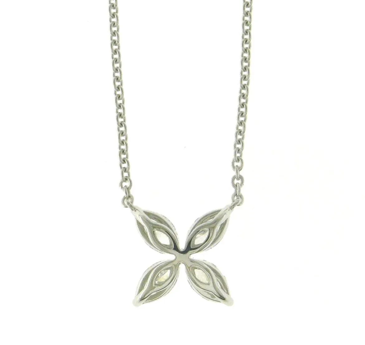 0.78ct tw Diamond Flower Shape Marquise Pendant Necklace
