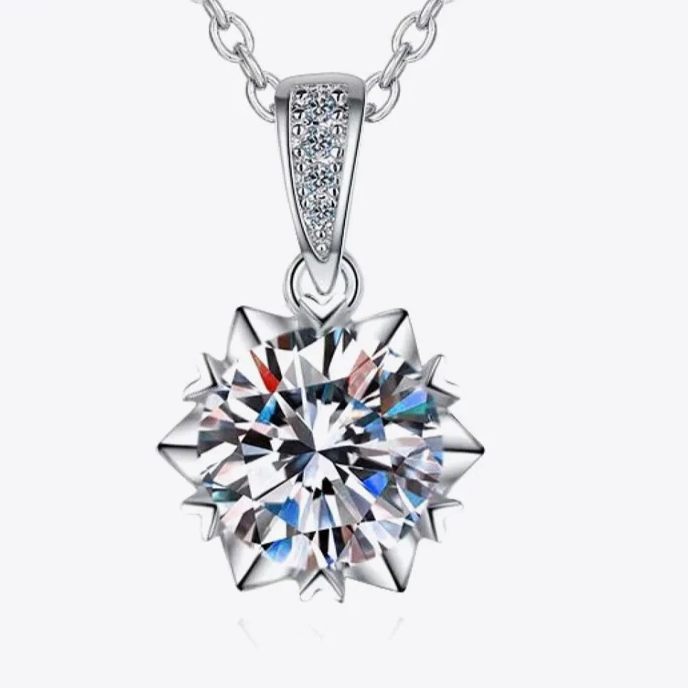 1.0 Ct Excellent Cut Diamond Snowflake Pendant Necklace