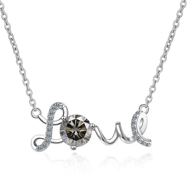1.0 Ct Round Cut Diamond Birthstone Love Design Necklace