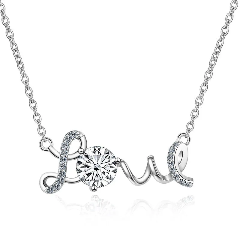 1.0 Ct Round Cut Diamond Birthstone Love Design Necklace