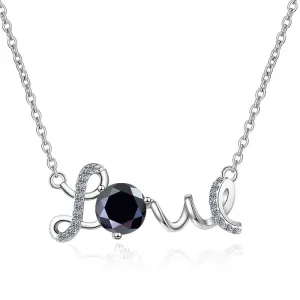 1.0 Ct Round Cut Diamond Birthstone Love Design Necklace