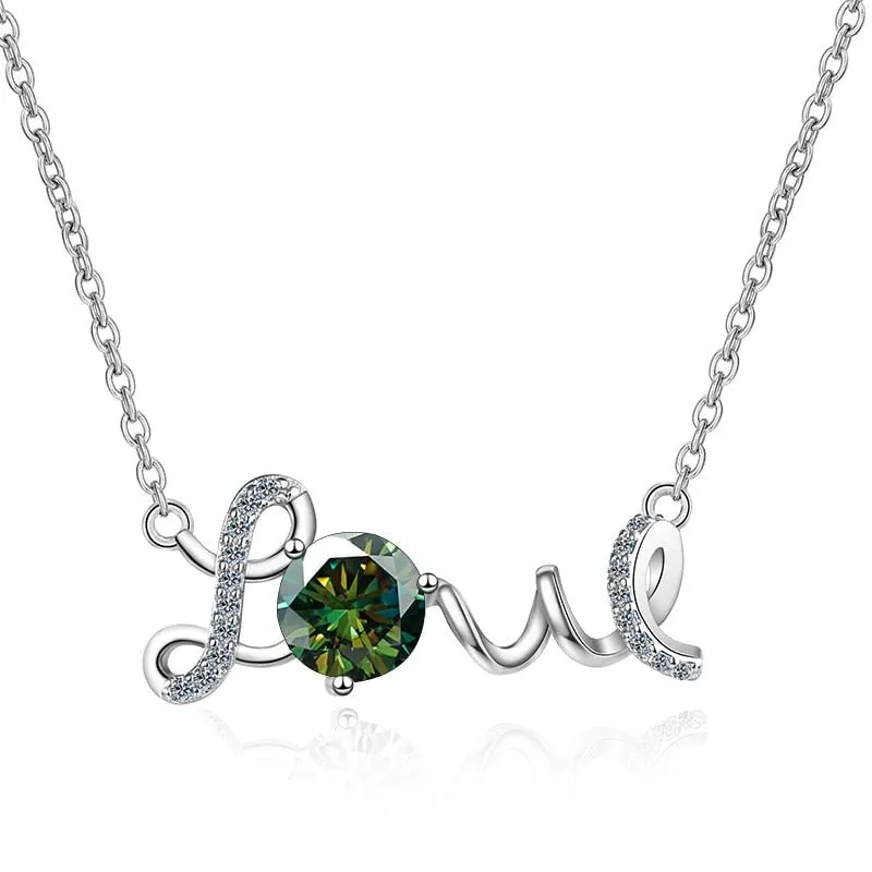 1.0 Ct Round Cut Diamond Birthstone Love Design Necklace