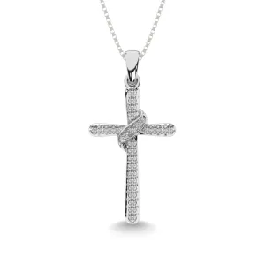 10k White Gold 1/20 CT.TW. Diamond Cross Pendant