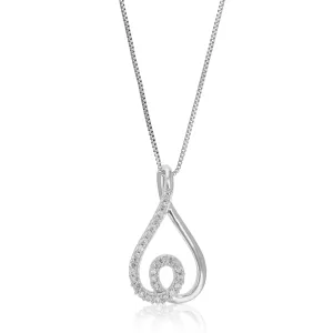 1/12 cttw Lab Grown Diamond Inverted Heart Pendant in Sterling Silver