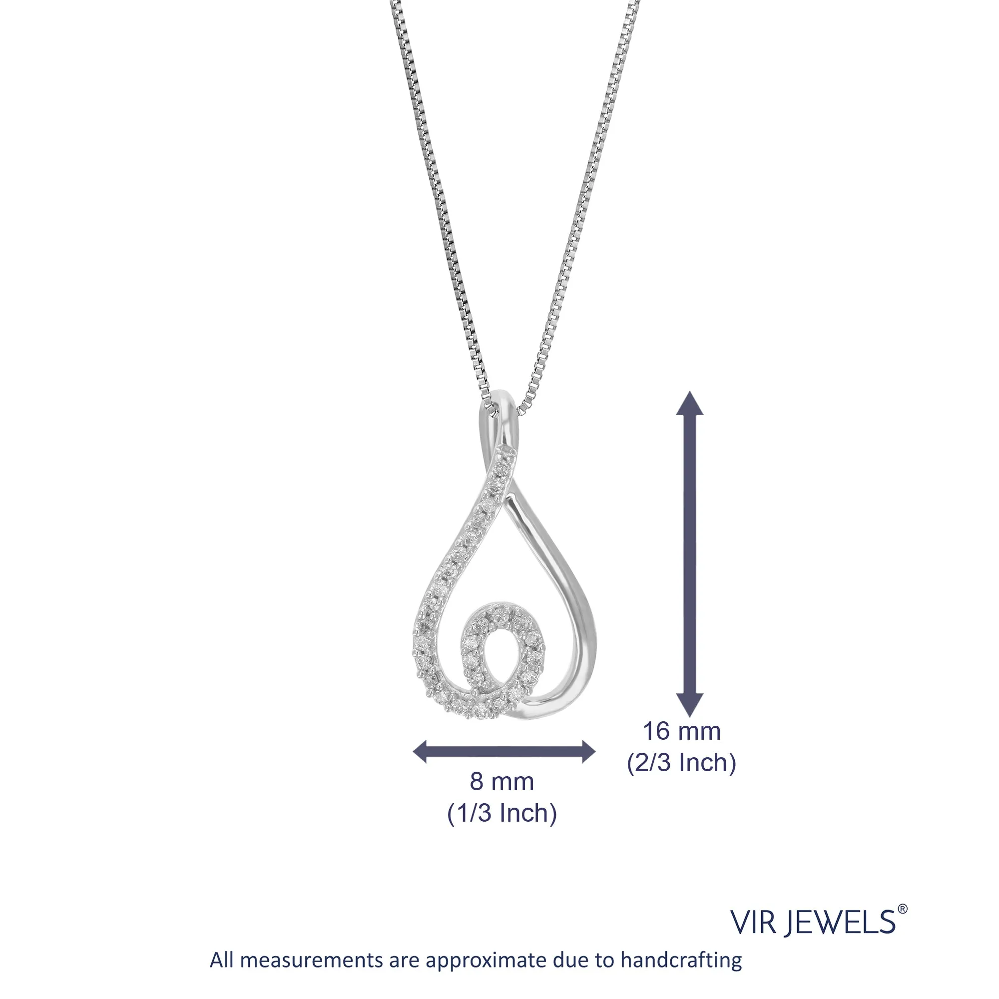 1/12 cttw Lab Grown Diamond Inverted Heart Pendant in Sterling Silver