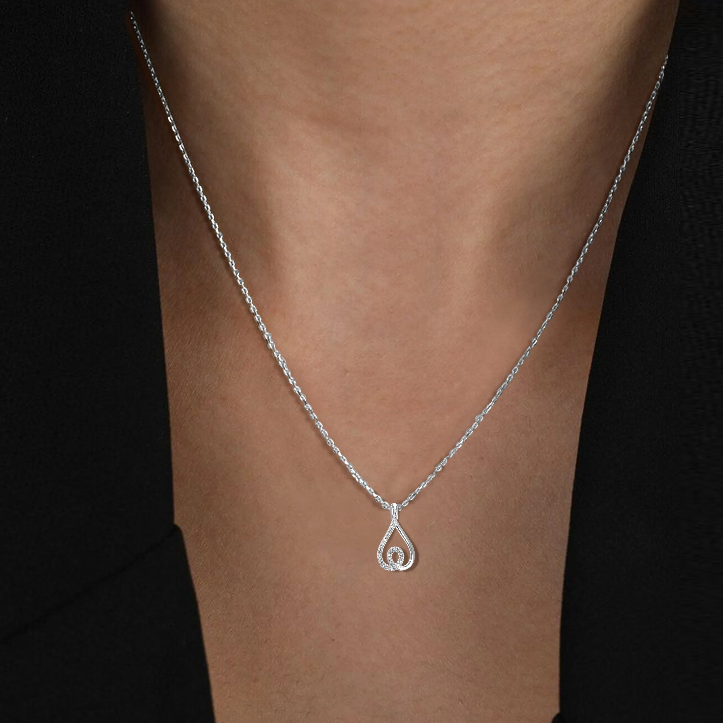 1/12 cttw Lab Grown Diamond Inverted Heart Pendant in Sterling Silver