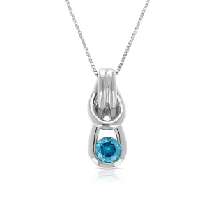 1/2 cttw Blue Diamond Tear Drop Pendant Necklace in 14K White Gold