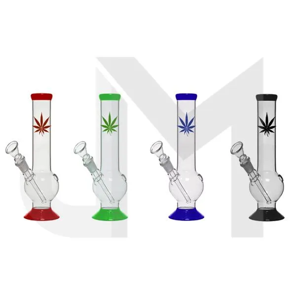 12 x 8" Small Leaf Design Glass Bong - GB48