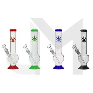12 x 8" Small Leaf Design Glass Bong - GB48