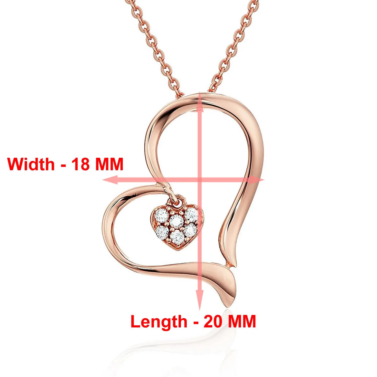 1/20 cttw Diamond White Heart Pendant Necklace in 14K Rose Gold