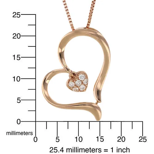 1/20 cttw Diamond White Heart Pendant Necklace in 14K Rose Gold