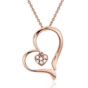1/20 cttw Diamond White Heart Pendant Necklace in 14K Rose Gold