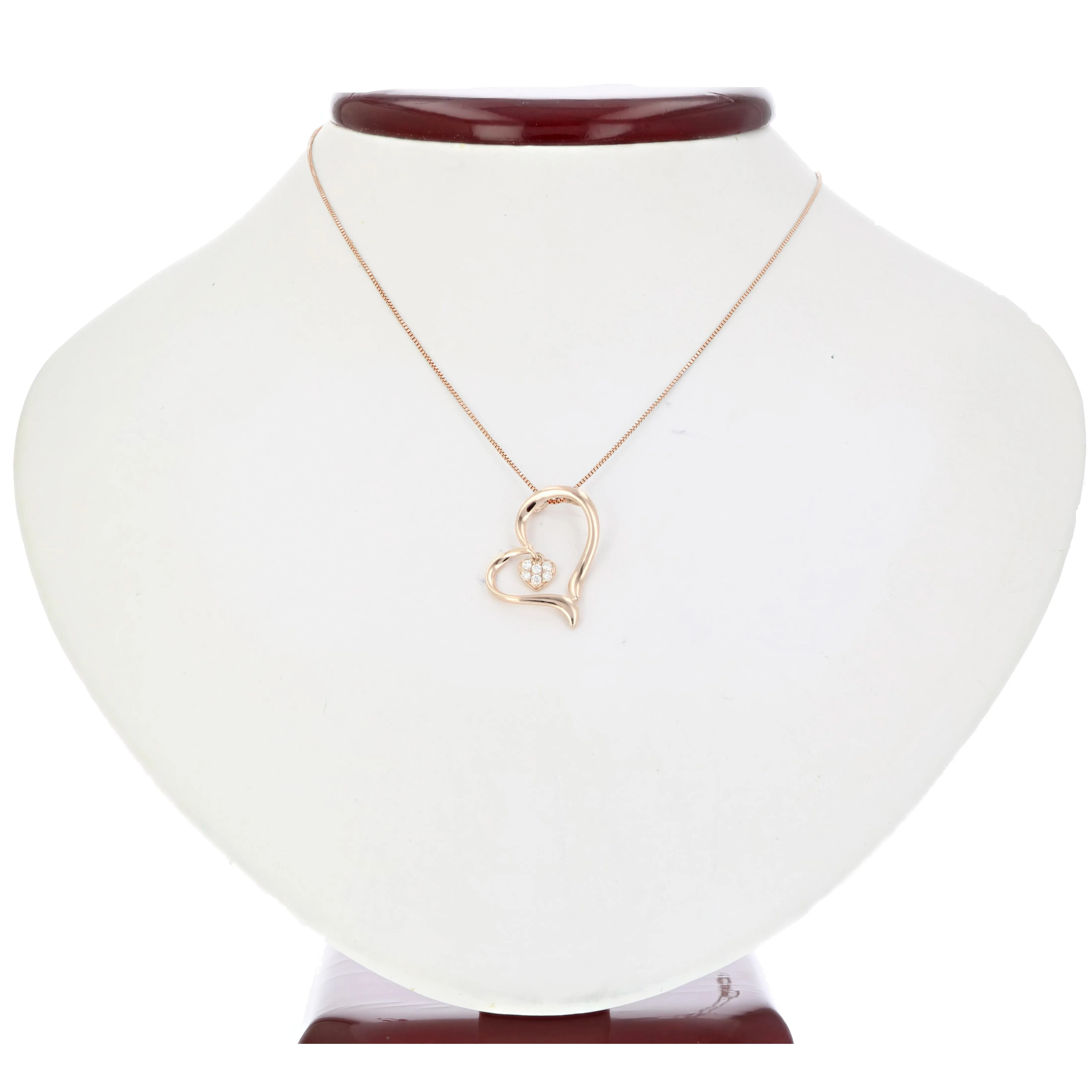 1/20 cttw Diamond White Heart Pendant Necklace in 14K Rose Gold