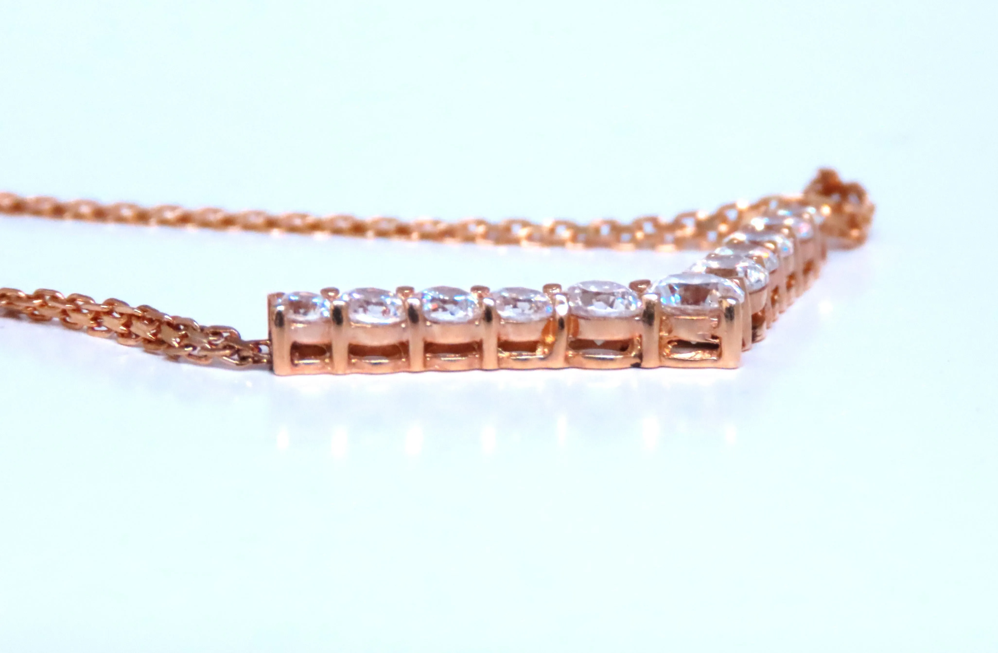 1.20ct Zircon "v" Chevron Necklace 14kt Gold 12526
