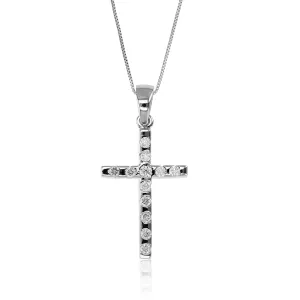 1/3 cttw Cross Diamond Pendant Necklace in 14K White Gold