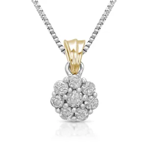 1/4 cttw Diamond Floral Pendant Necklace in 14K White Gold