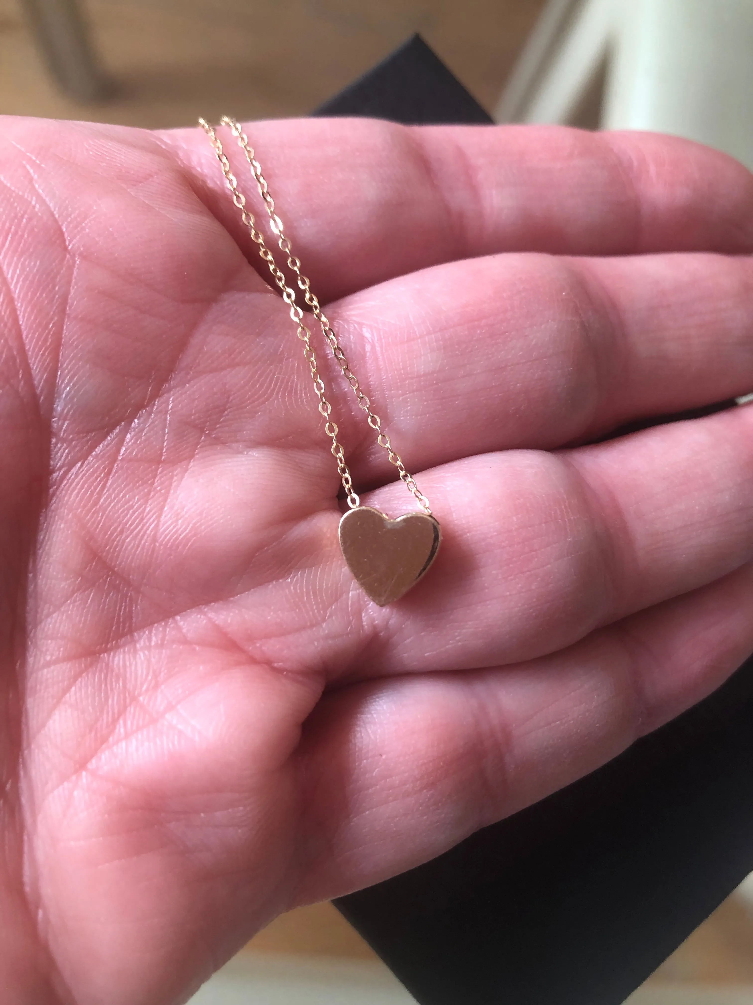 14K Floating Heart on Chain Necklace