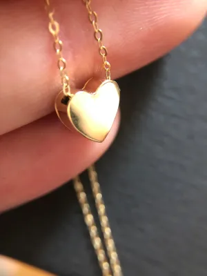 14K Floating Heart on Chain Necklace