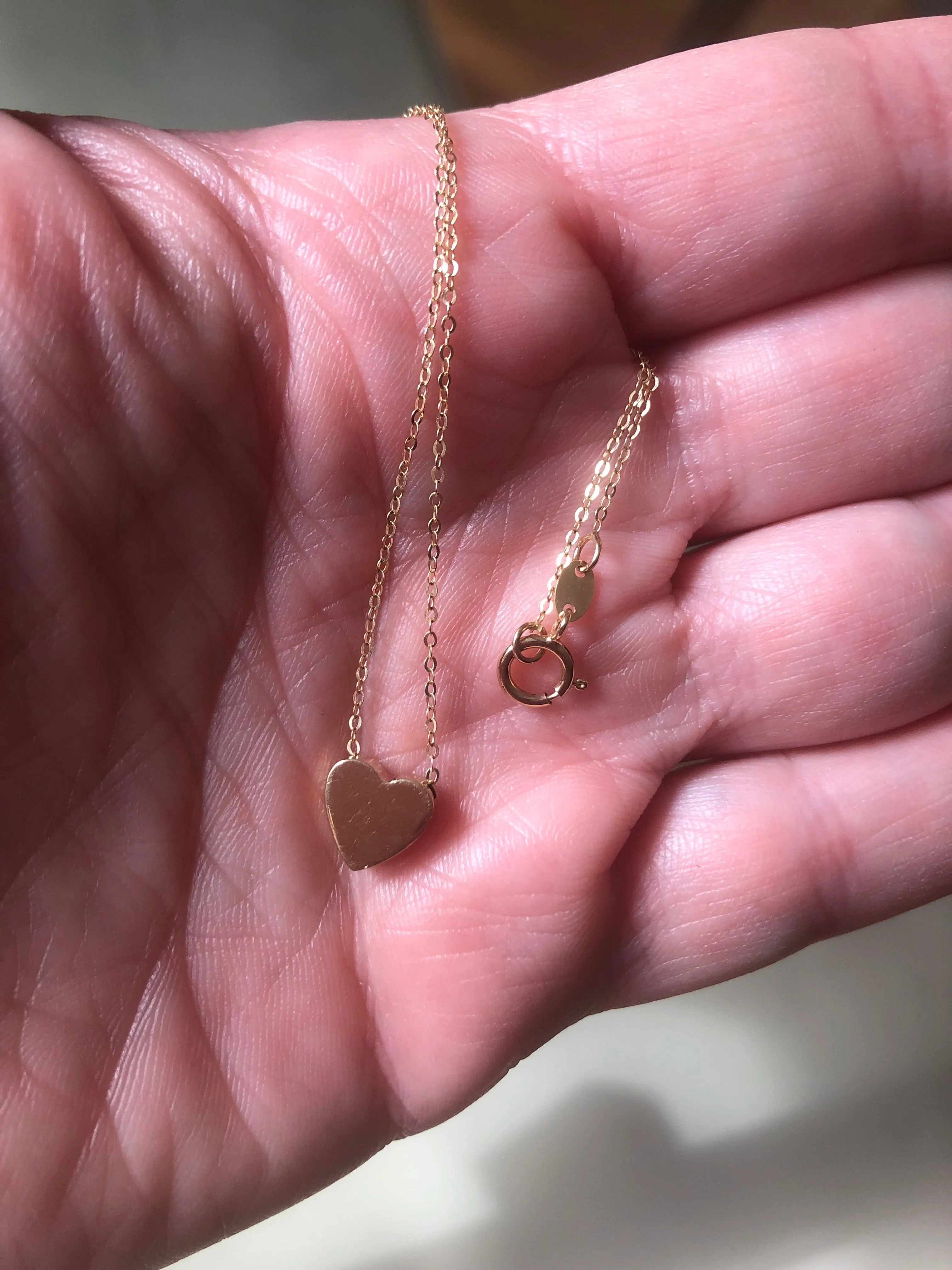 14K Floating Heart on Chain Necklace