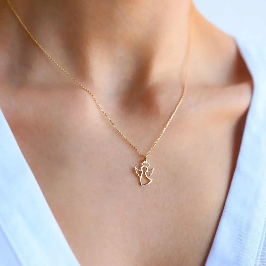 14k Gold Angel Necklace