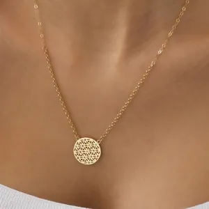 14k Gold Colorful Flower of Life Necklace