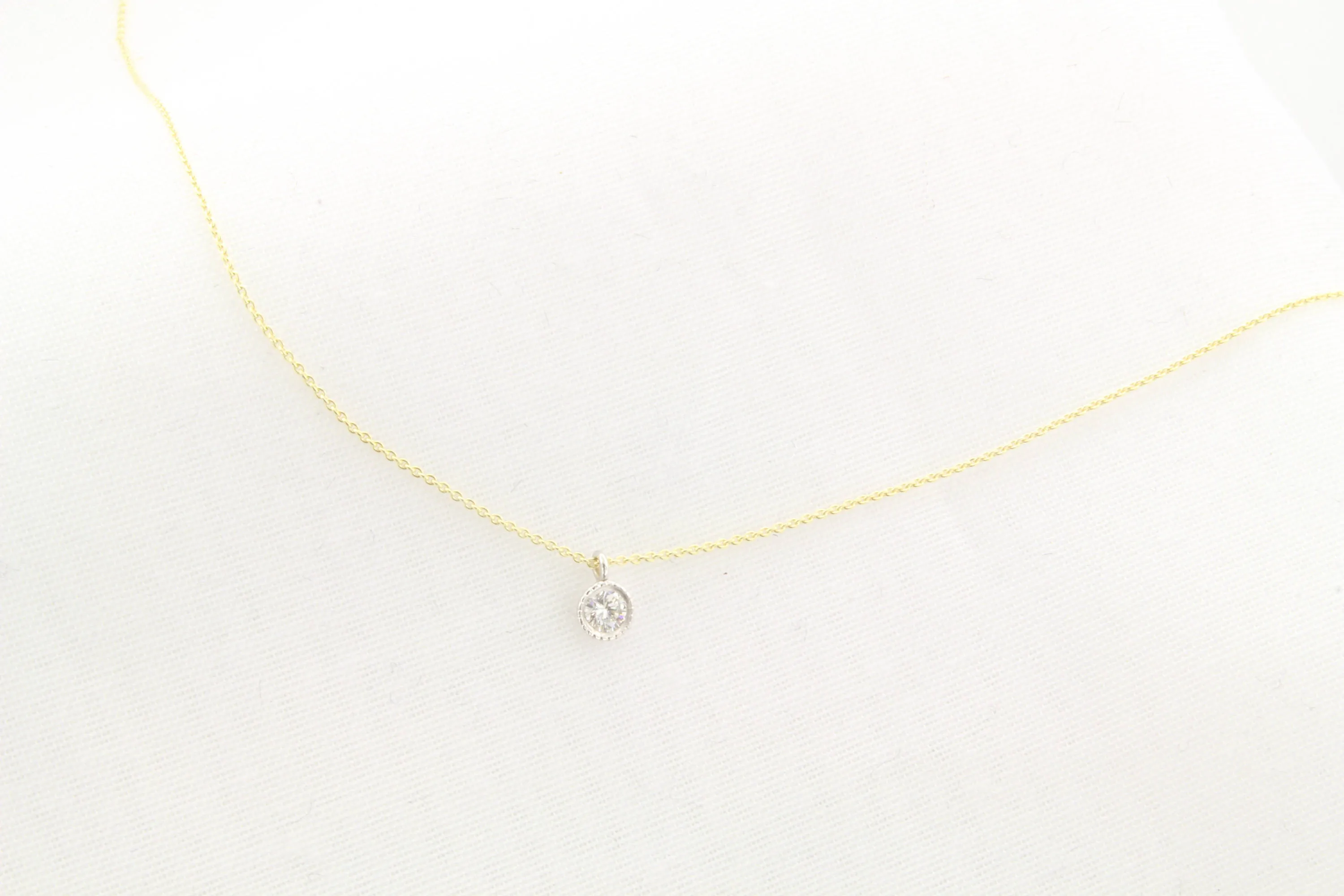 14K Gold Diamond Droplet Necklace