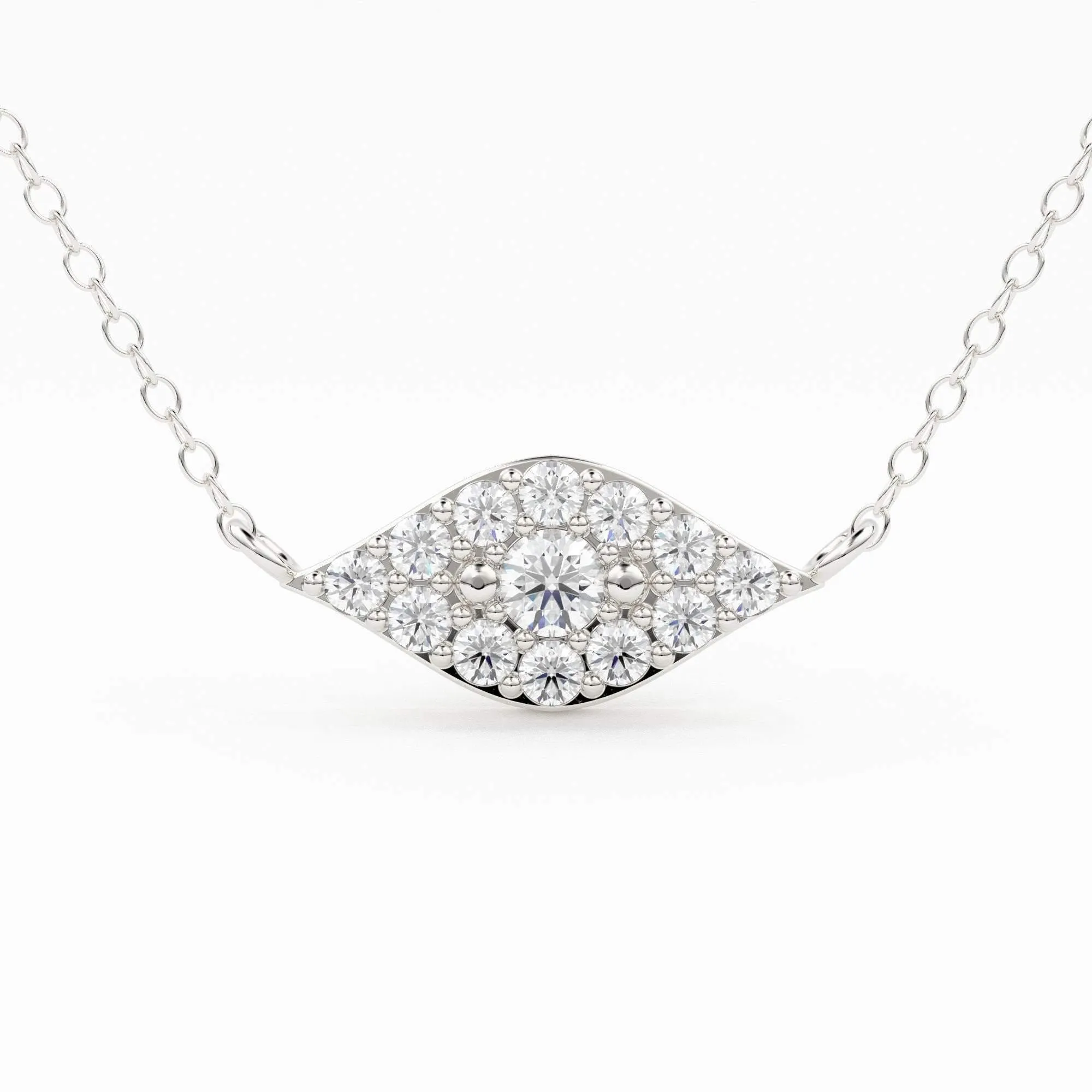 14k Gold Diamond Evil Eye Necklace / 14k Gold Necklace / Diamond Necklace / Good Luck Necklace / Protection Charm / Evil Eye Pave Pendant