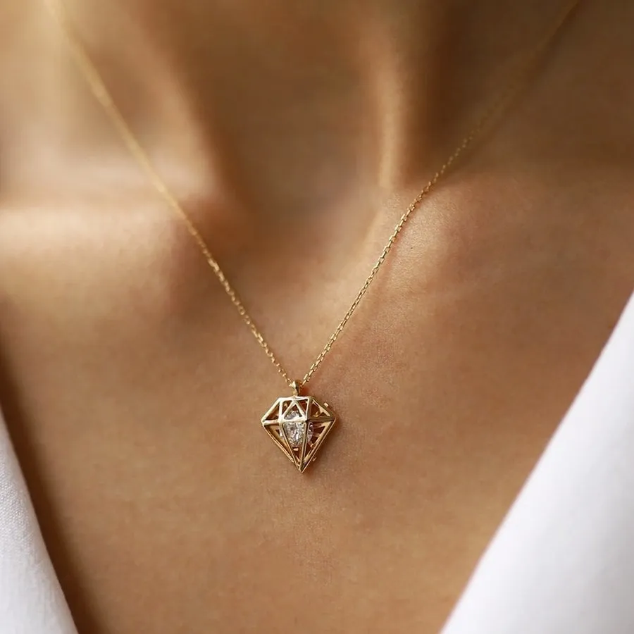 14k Gold Diamond Model Necklace
