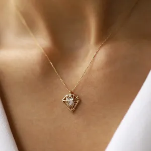 14k Gold Diamond Model Necklace