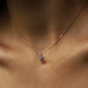 14k Gold Diamond Style Daisy Necklace