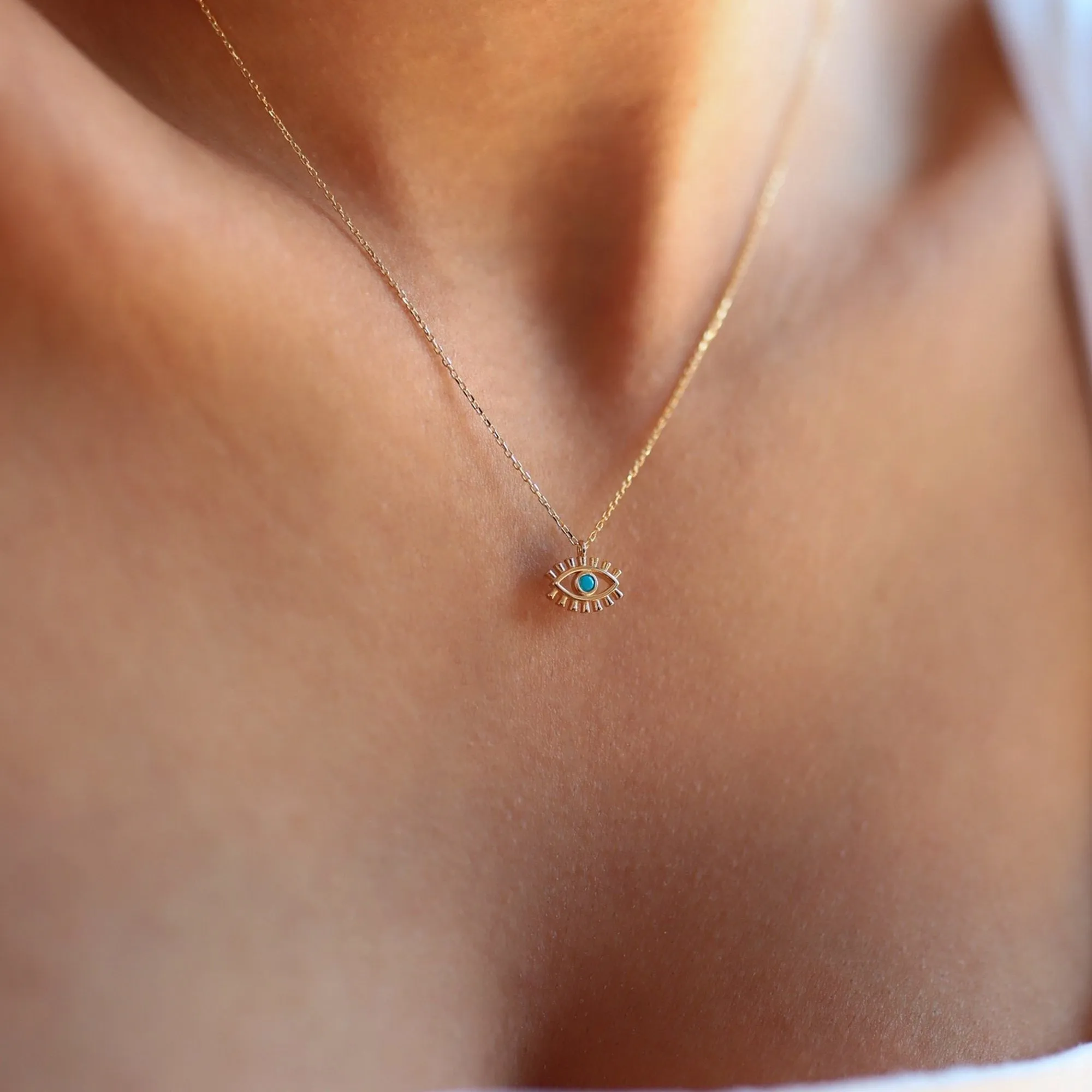 14k Gold Evil Eye Necklace