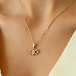 14k Gold Evil Eye Necklace