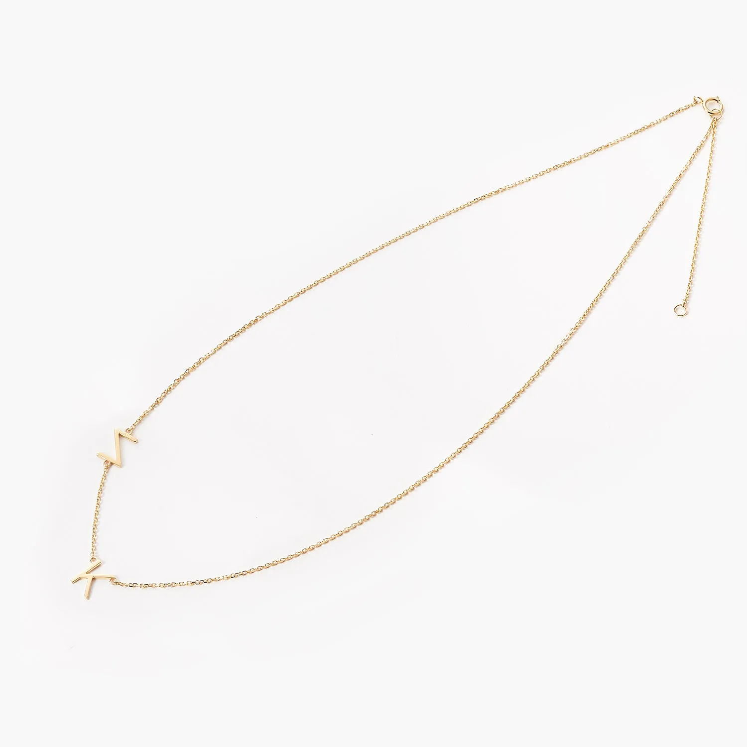 14K Gold Fashion Custom Asymmetrical Multiple Initials personalized Letter Necklace