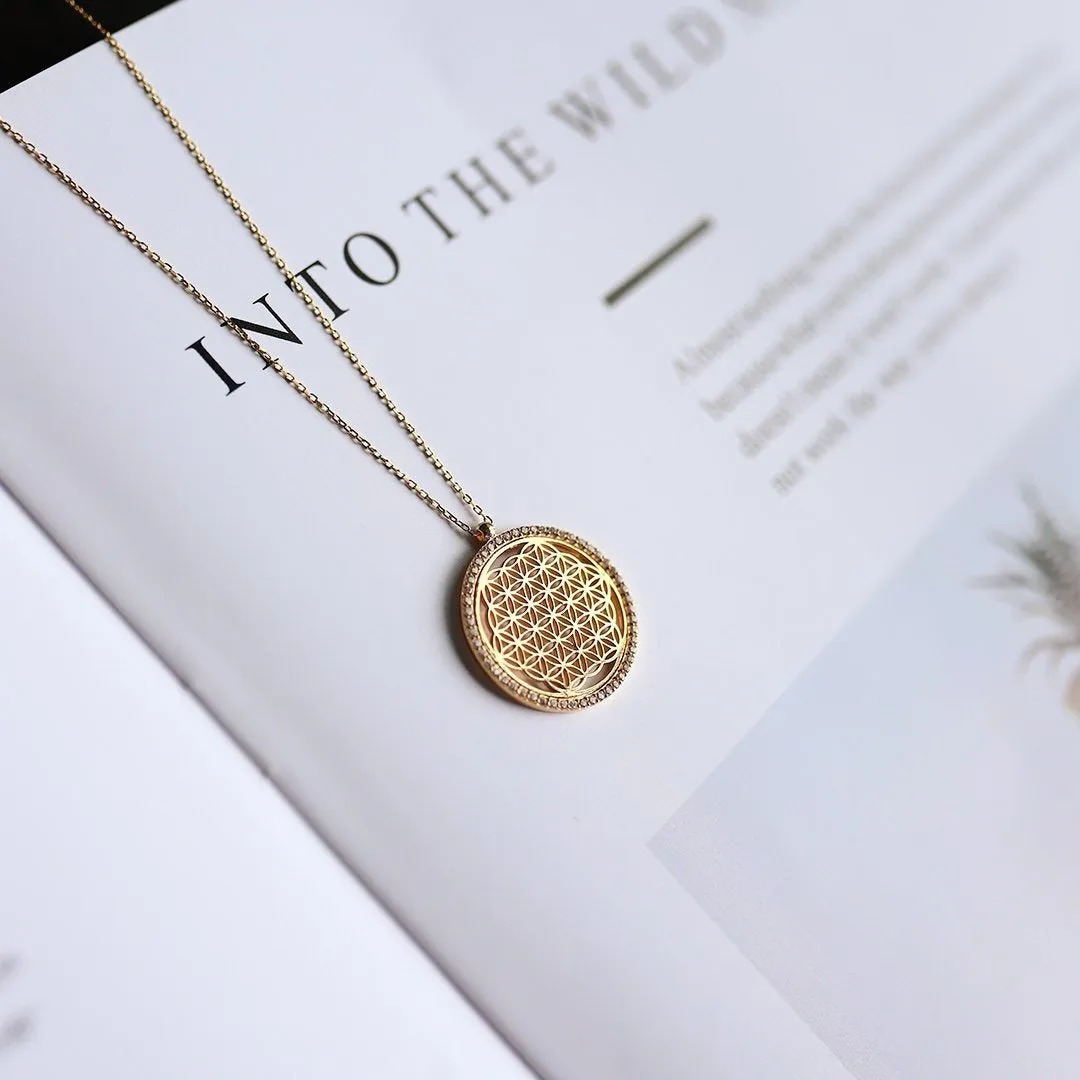 14k Gold  Flower of Life Necklace