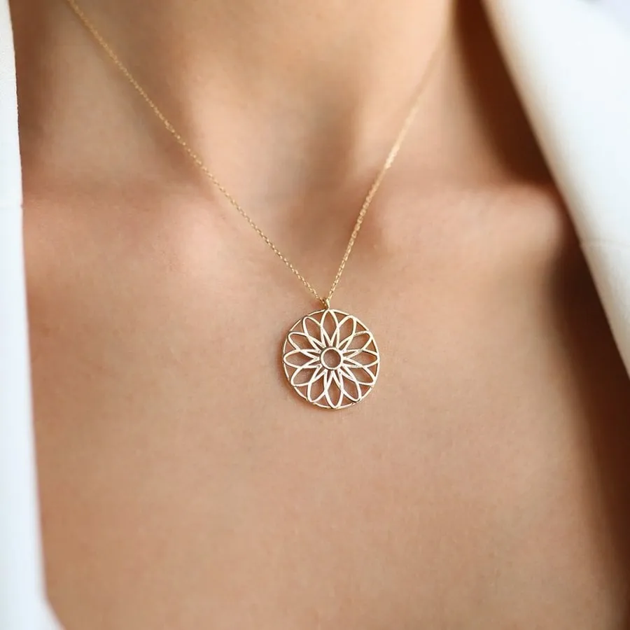 14k Gold Flower of Life Necklace