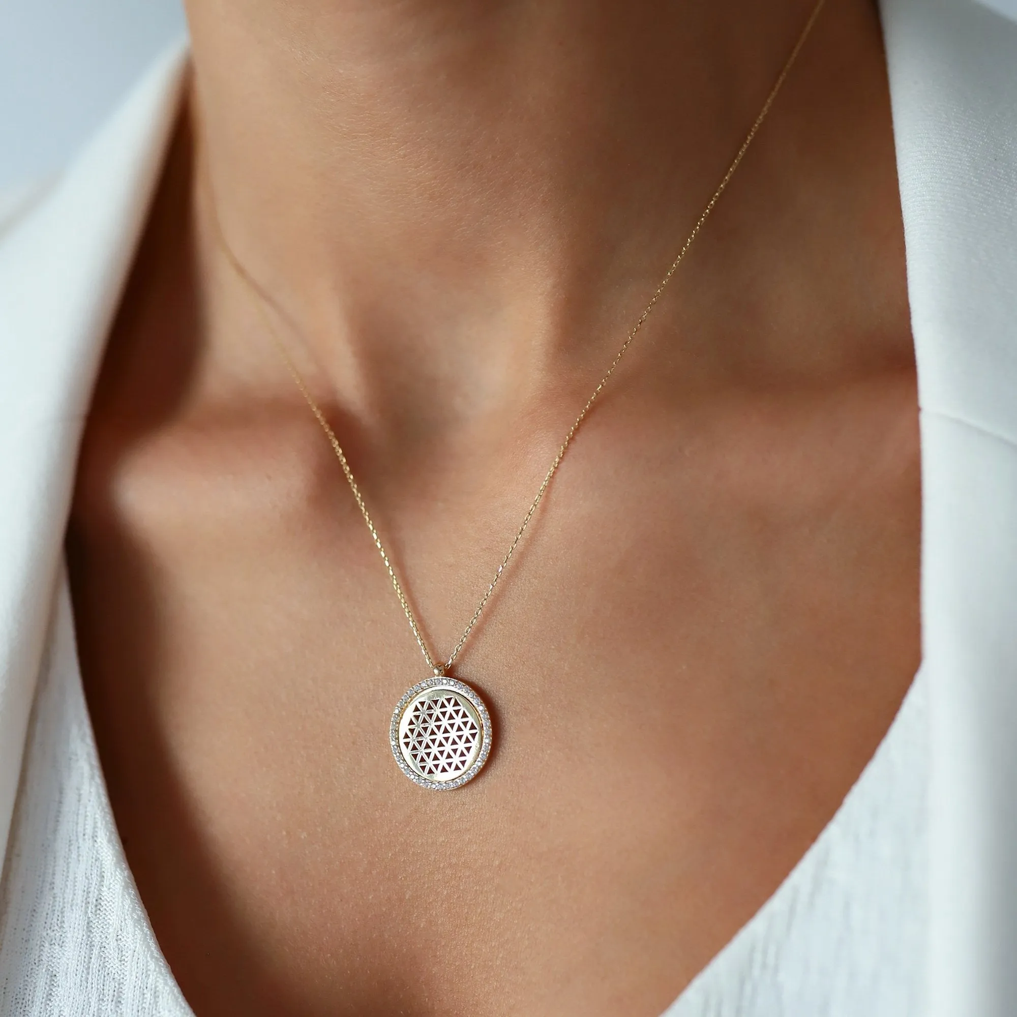 14k Gold  Flower of Life Necklace