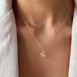 14k Gold Heart Rhythm Necklace