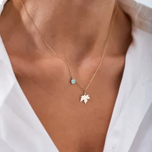 14k Gold Leaf Enamel Necklace