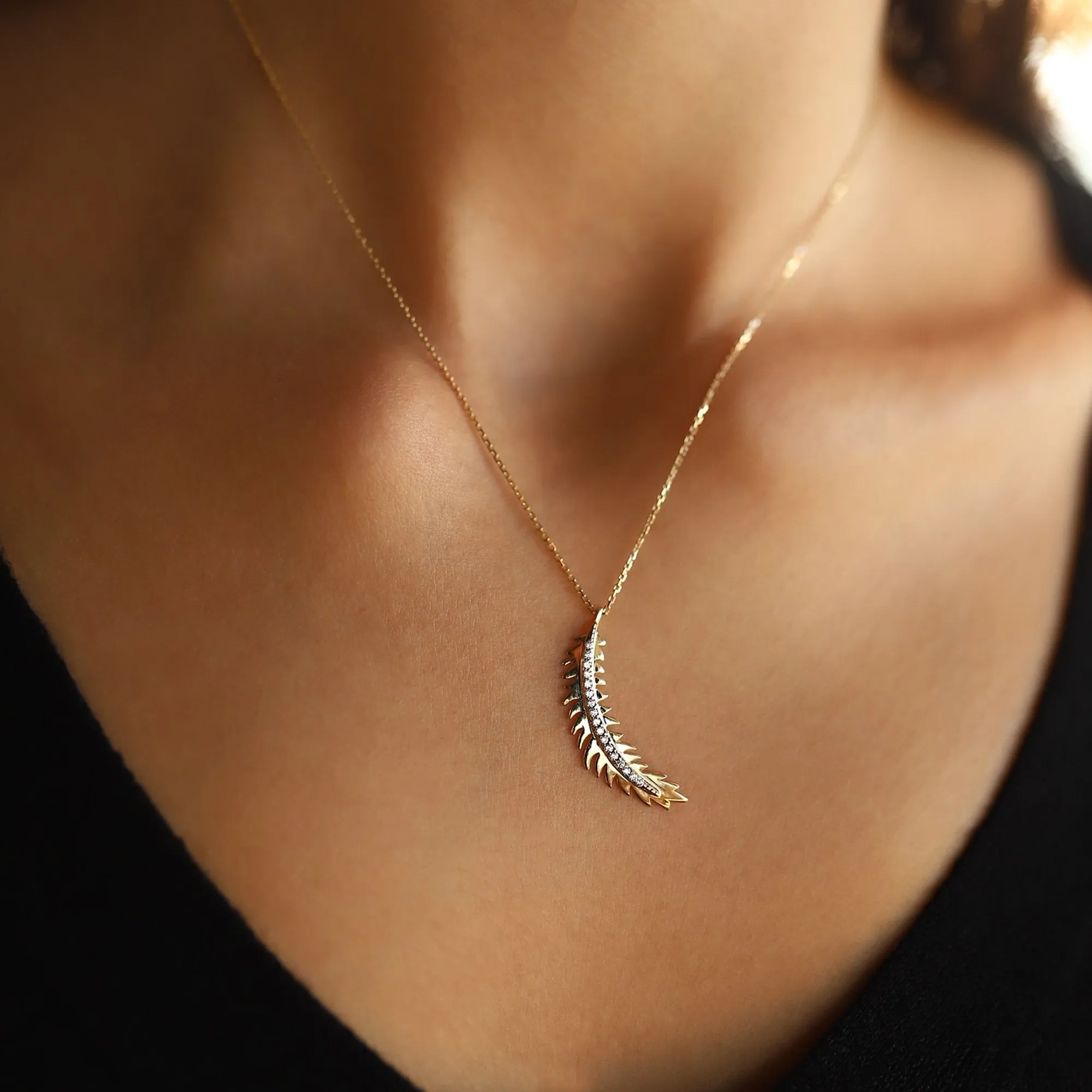 14k Gold Leaf Necklace