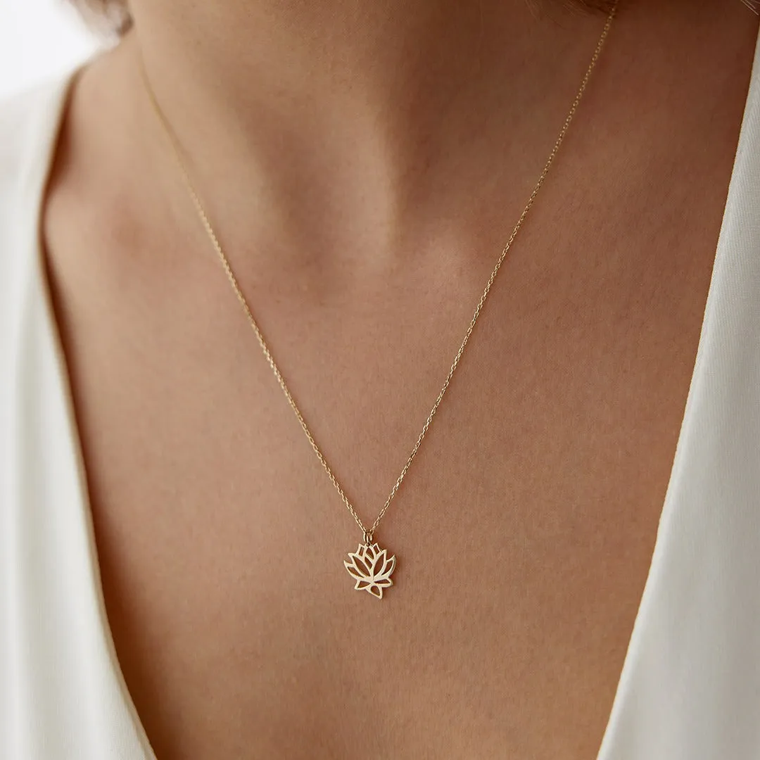 14k Gold Mini Lotus Necklace
