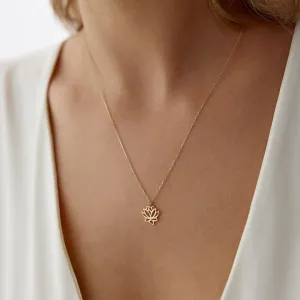14k Gold Mini Lotus Necklace