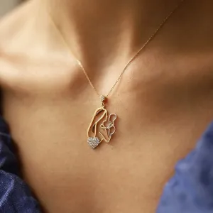 14k Gold Mother Baby Necklace