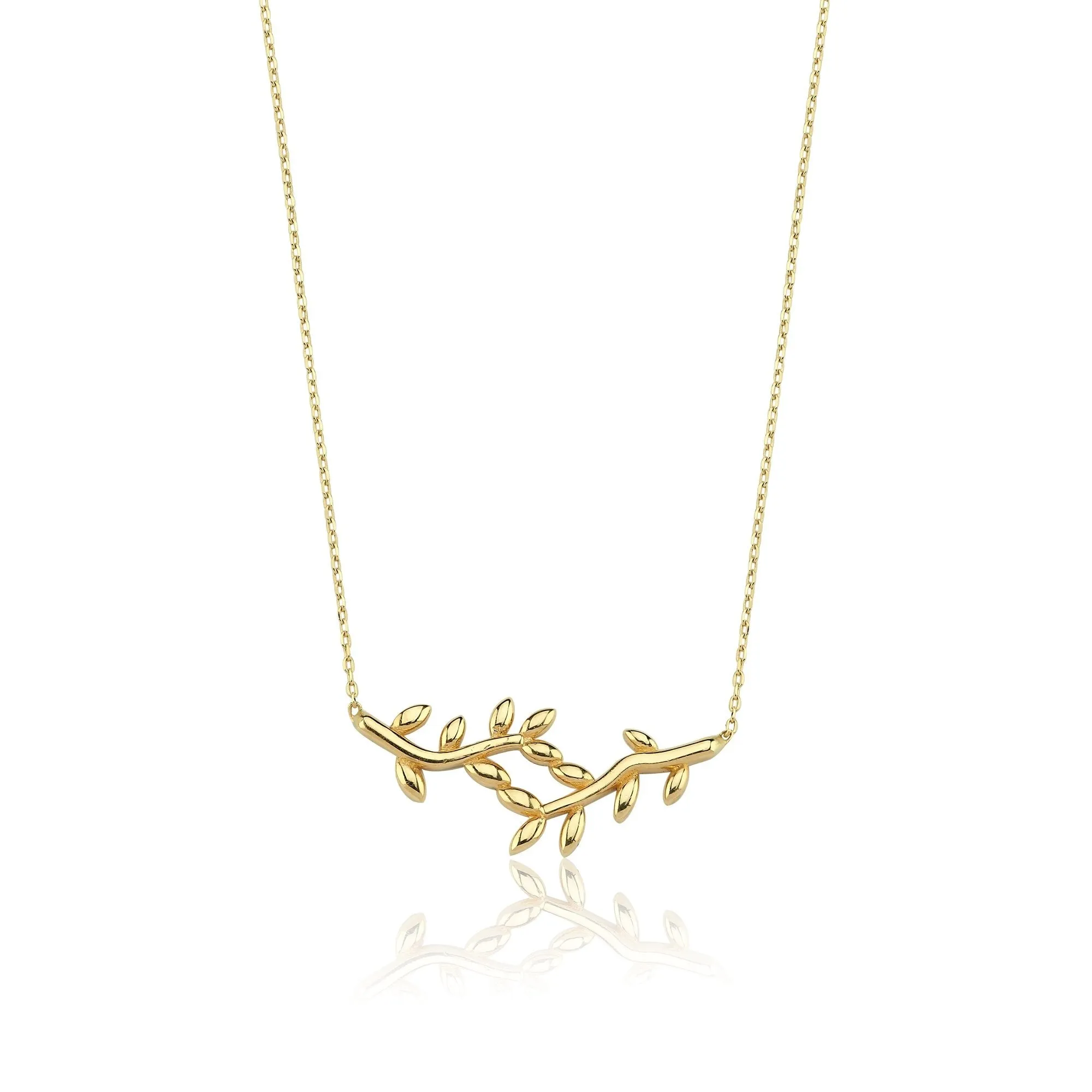 14k Gold Olive Branch Necklace