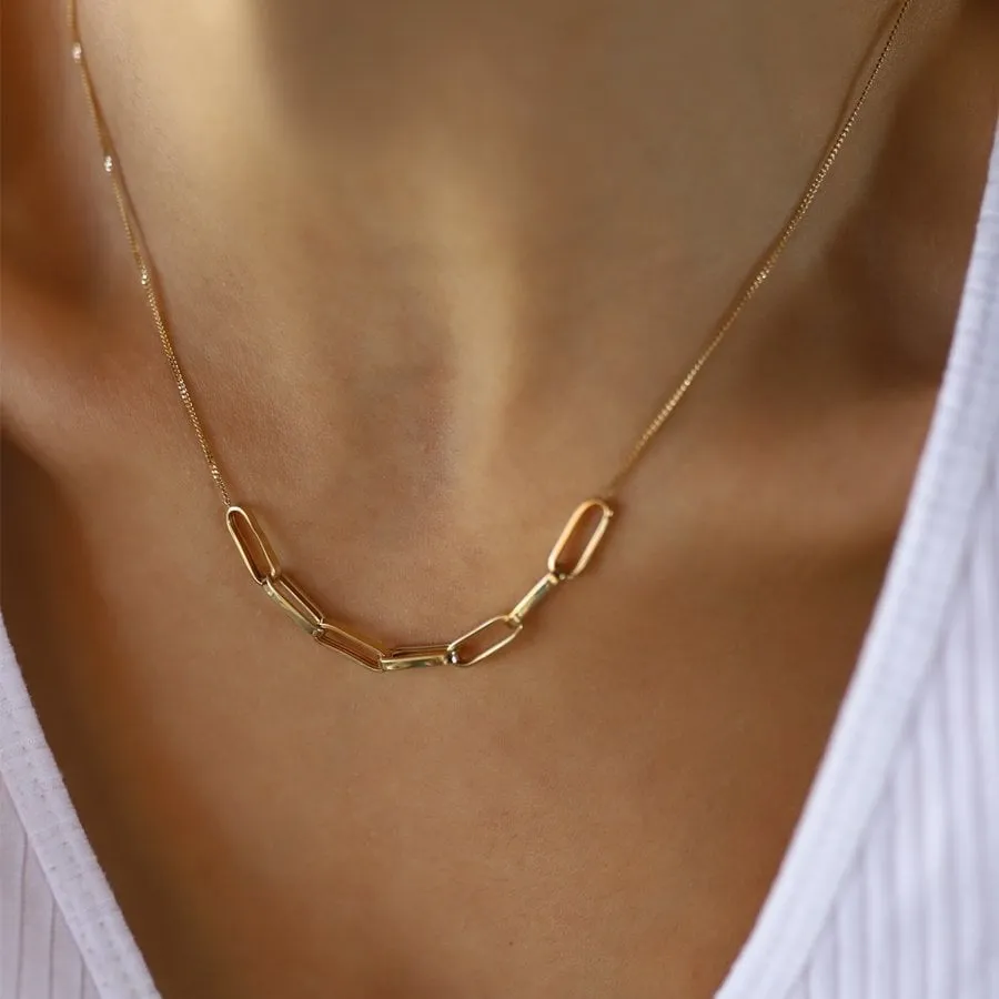 14k Gold Paperclip Necklace