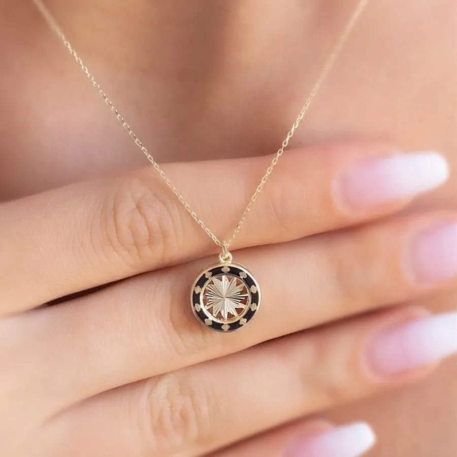 14k Gold Pen Compass Necklace